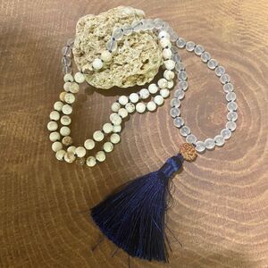 Howlite Crystal 108 Bead Mala Prayer Bead Necklace